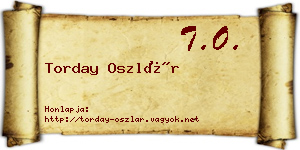 Torday Oszlár névjegykártya